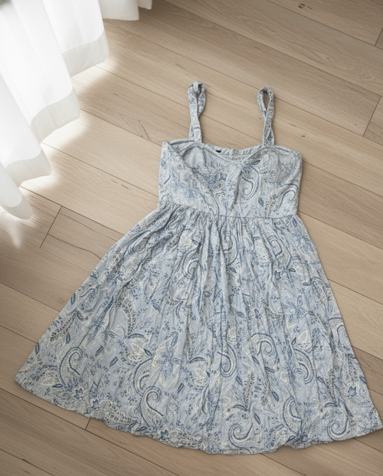 Women’s Blue Paisley Printed Cotton Sundress ( Exclusive Edition )
