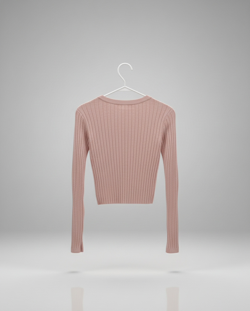 👚 Women Light Pink Ribbed Slim Fit Sweater ( Exclusive Edition )