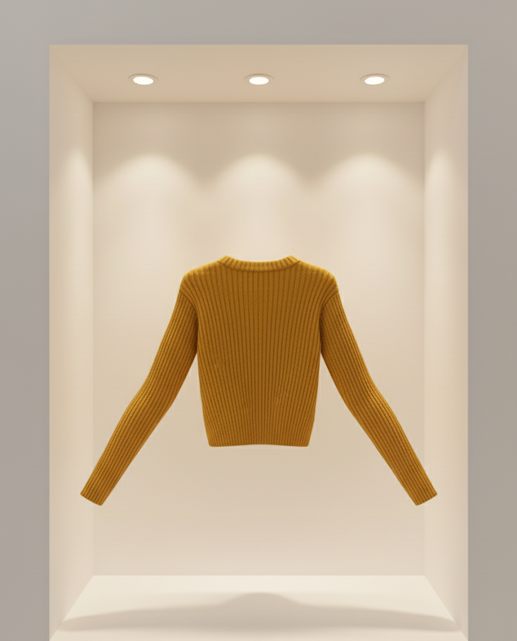✨ Women Mustard Yellow Ribbed Twist Front Sweater ( Exclusive Edition )