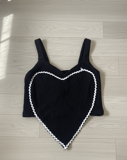 Women’s Black Heart Design Crop Top ( Exclusive Edition )