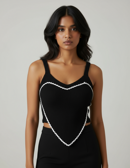 Women’s Black Heart Design Crop Top ( Exclusive Edition )
