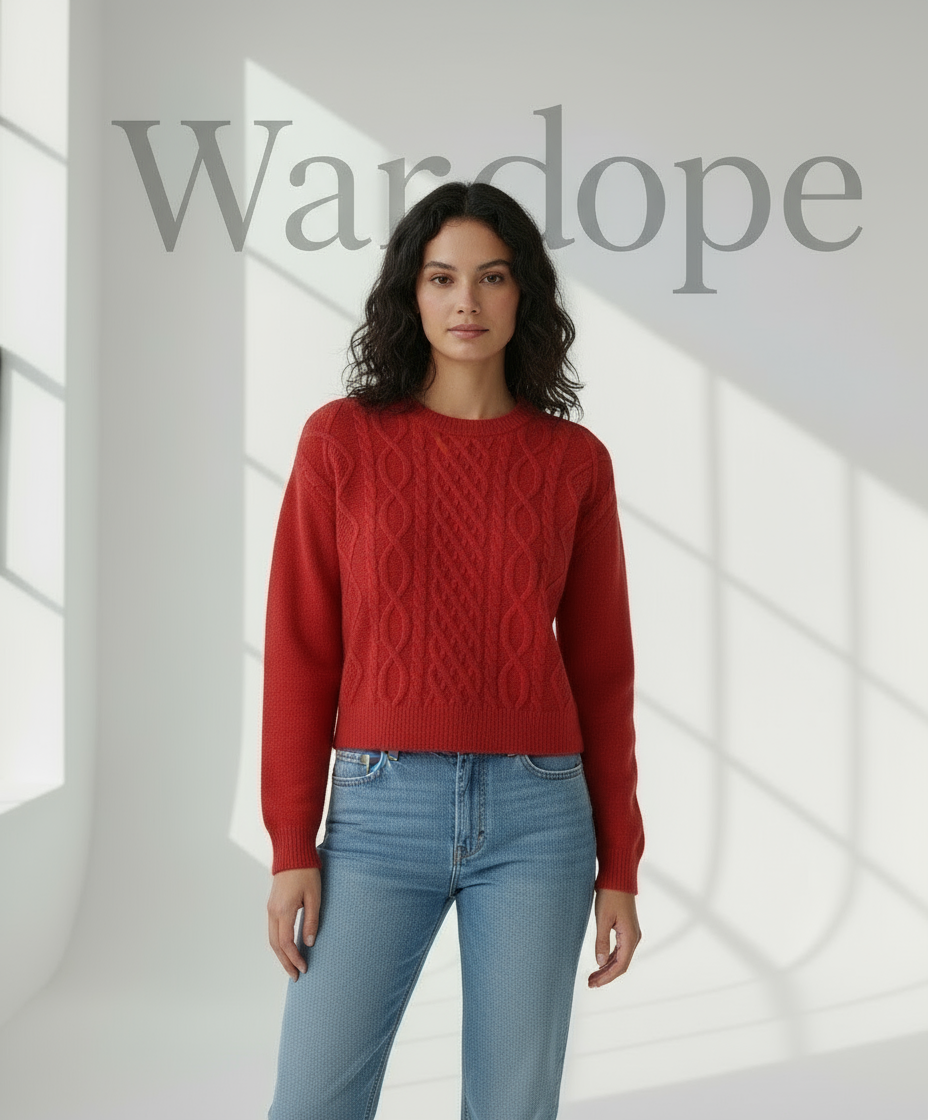 🧶 Women Red Cable Knit Winter Sweater ( Exclusive Edition )