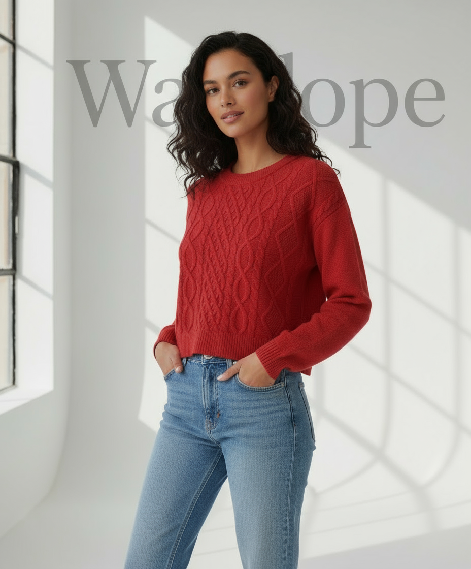 🧶 Women Red Cable Knit Winter Sweater ( Exclusive Edition )