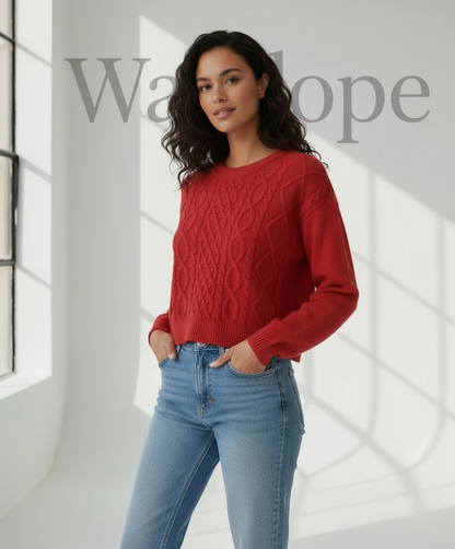 🧶 Women Red Cable Knit Winter Sweater ( Exclusive Edition )