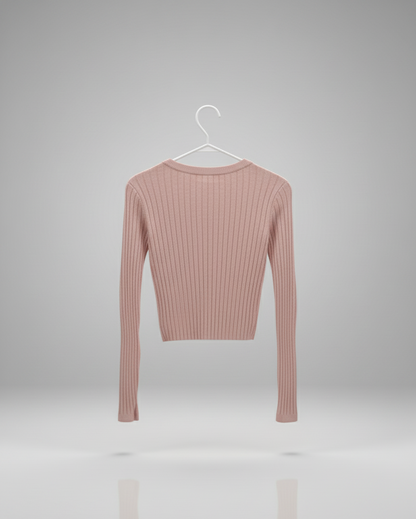 👚 Women Light Pink Ribbed Slim Fit Sweater ( Exclusive Edition )