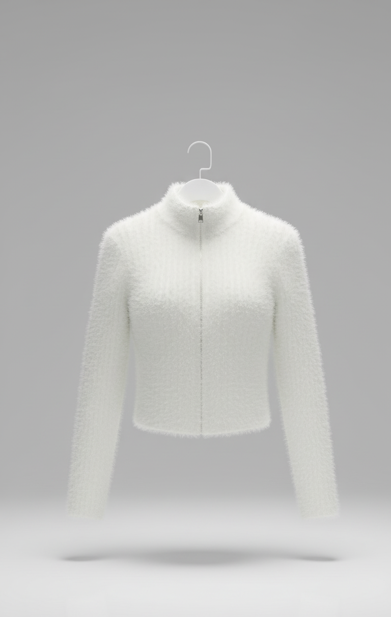 🤍 Cloud Soft Zip-Up Sweater – Arctic Haze( Exclusive Edition)