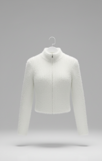 🤍 Cloud Soft Zip-Up Sweater – Arctic Haze( Exclusive Edition)