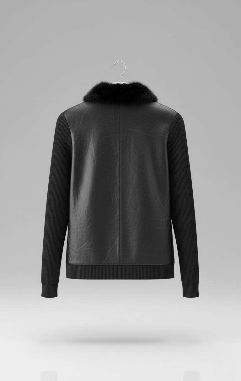 🖤 Luxe Black Faux Fur & Leather Jacket – Midnight Edge ( Exclusive Edition)