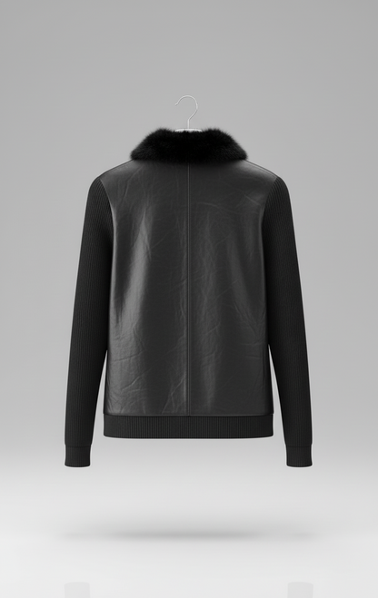 🖤 Luxe Black Faux Fur & Leather Jacket – Midnight Edge ( Exclusive Edition)