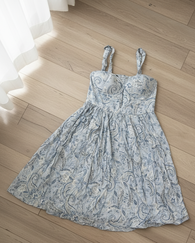 Women’s Blue Paisley Printed Cotton Sundress ( Exclusive Edition )