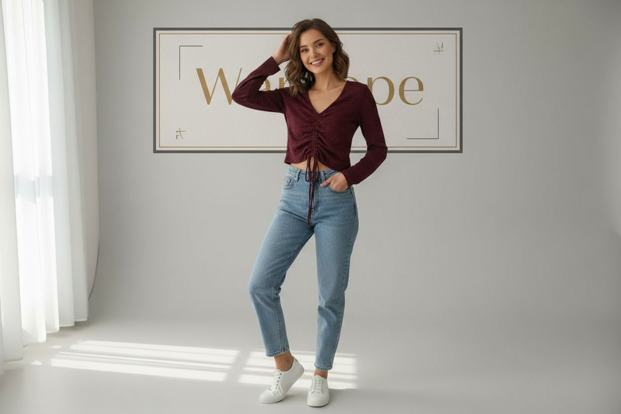 Women’s Maroon Ruched Front Crop Top ( Exclusive Edition )