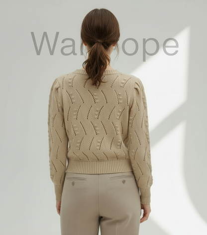 🤎 Women Light Beige Knitted Pattern Sweater ( Exclusive Edition )