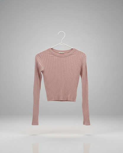 👚 Women Light Pink Ribbed Slim Fit Sweater ( Exclusive Edition )