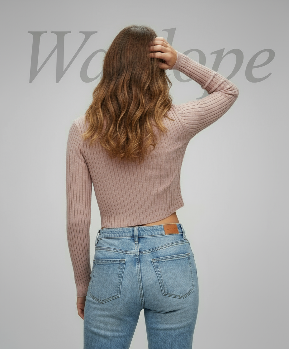 👚 Women Light Pink Ribbed Slim Fit Sweater ( Exclusive Edition )