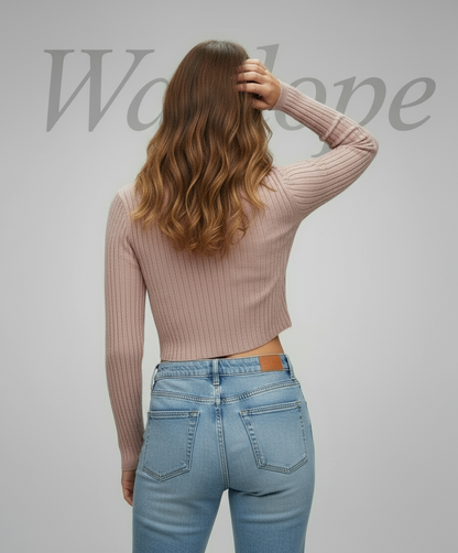 👚 Women Light Pink Ribbed Slim Fit Sweater ( Exclusive Edition )