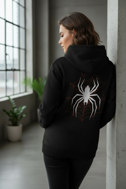Black Hoodie with White Spider & Red Web