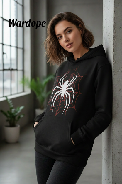 Black Hoodie with White Spider & Red Web