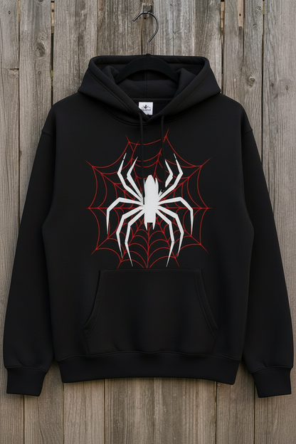 Black Hoodie with White Spider & Red Web