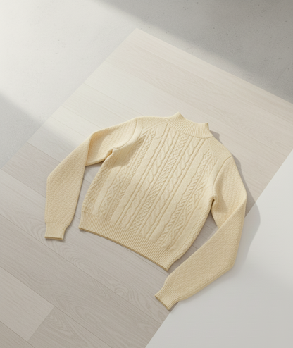 Chic Light Beige Cable Knit Sweater (Exclusive Edition)