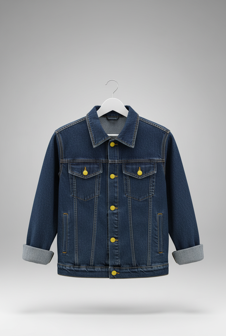 🔵 Classic Indigo Denim Jacket – Golden Stitch Exclusive Edition
