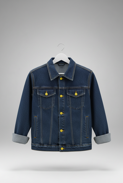 🔵 Classic Indigo Denim Jacket – Golden Stitch Exclusive Edition