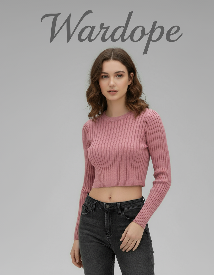 🩷 Women Pink Ribbed Slim Fit Sweater ( Exclusive Edition )