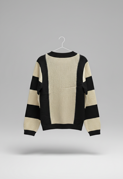 🖤 Striped Contrast Knit Sweater – Monochrome Mood ( Exclusive Edition)