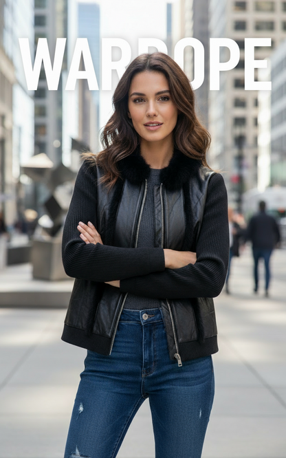 🖤 Luxe Black Faux Fur & Leather Jacket – Midnight Edge ( Exclusive Edition)