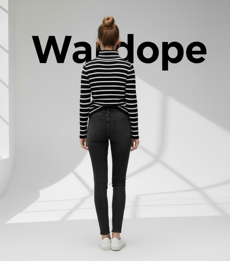 🖤 Women Black & White Striped Turtleneck Sweater ( Exclusive Edition )