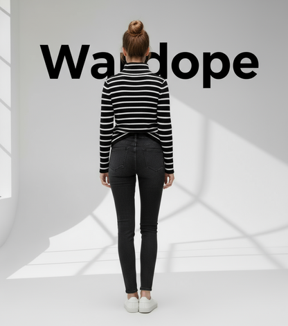 🖤 Women Black & White Striped Turtleneck Sweater ( Exclusive Edition )