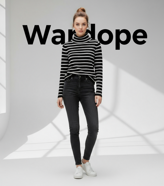 🖤 Women Black & White Striped Turtleneck Sweater ( Exclusive Edition )