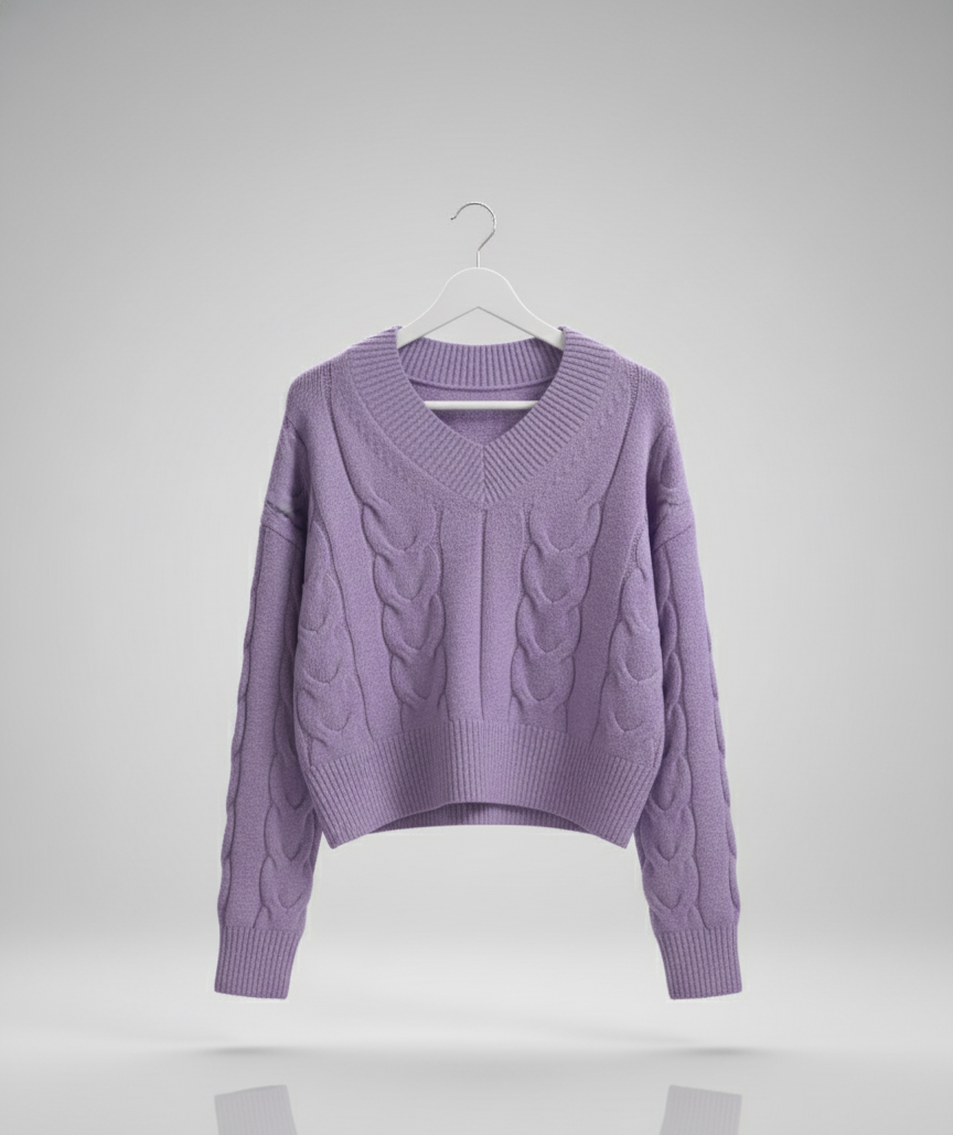 💜 Women Lavender Cable Knit Sweater ( Exclusive Edition)