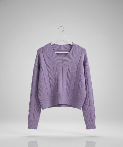 💜 Women Lavender Cable Knit Sweater ( Exclusive Edition)