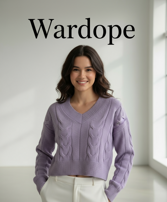 💜 Women Lavender Cable Knit Sweater ( Exclusive Edition)