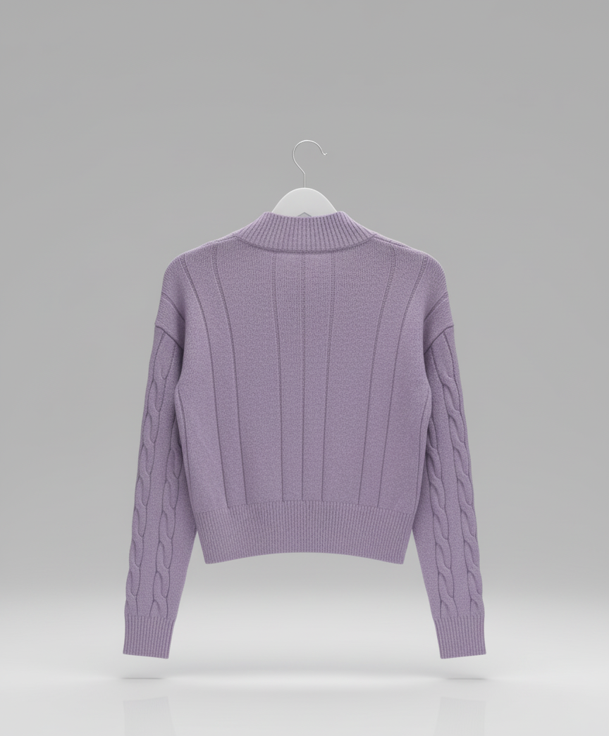 💜 Women Lavender Cable Knit Sweater ( Exclusive Edition)