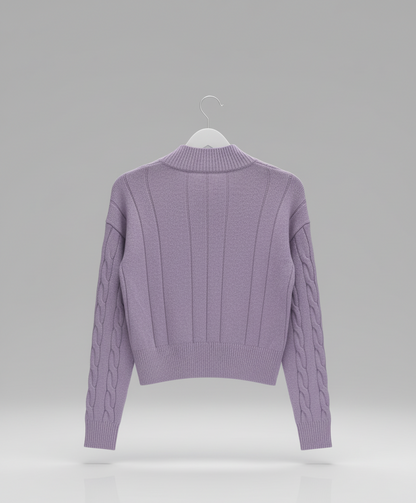 💜 Women Lavender Cable Knit Sweater ( Exclusive Edition)