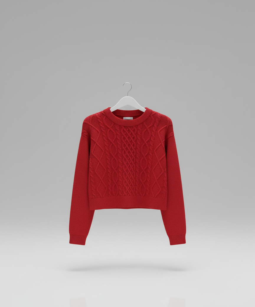 🧶 Women Red Cable Knit Winter Sweater ( Exclusive Edition )