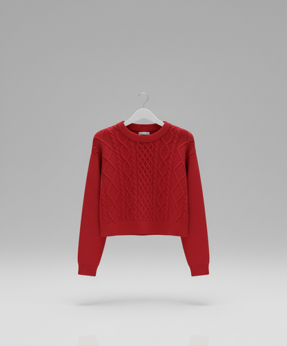 🧶 Women Red Cable Knit Winter Sweater ( Exclusive Edition )