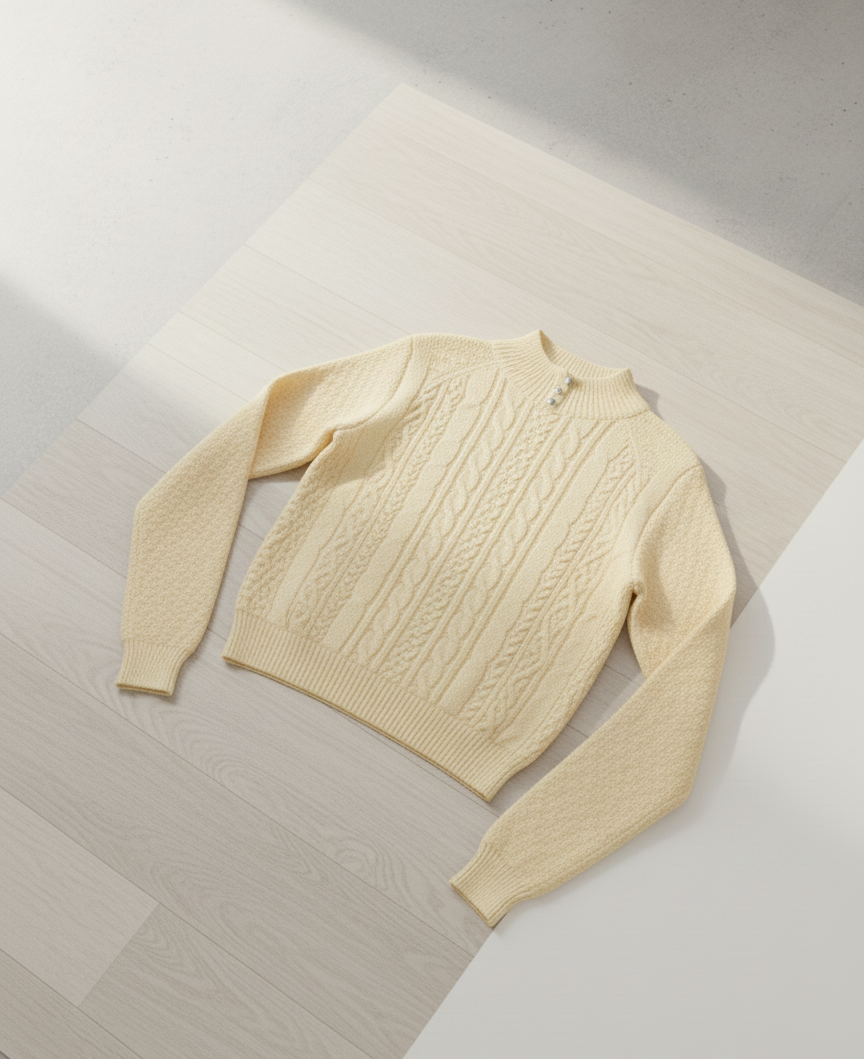 Chic Light Beige Cable Knit Sweater (Exclusive Edition)