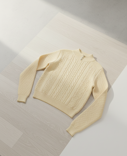 Chic Light Beige Cable Knit Sweater (Exclusive Edition)