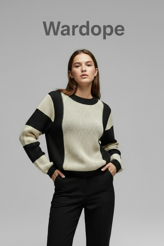 🖤 Striped Contrast Knit Sweater – Monochrome Mood ( Exclusive Edition)