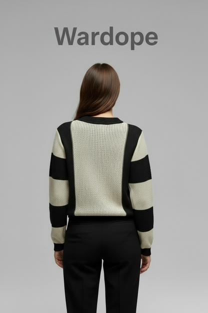 🖤 Striped Contrast Knit Sweater – Monochrome Mood ( Exclusive Edition)