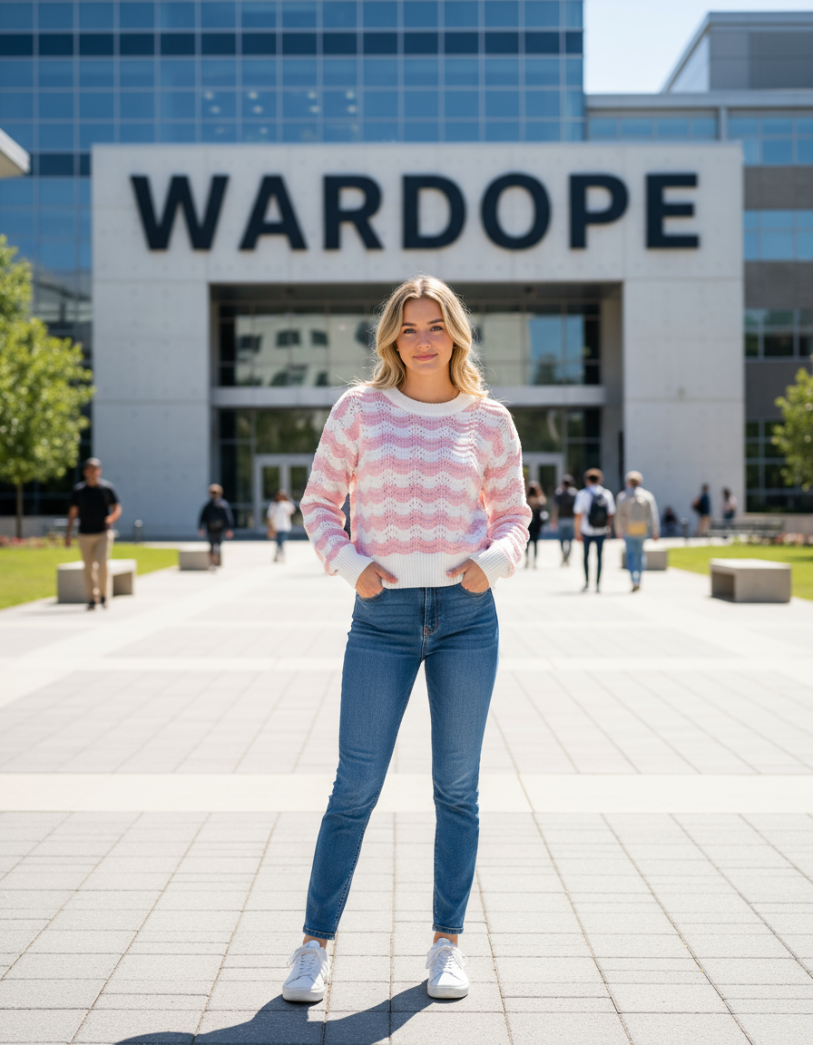 🌸 Women Pink & White Wavy Knit Sweater ( Exclusive Edition )