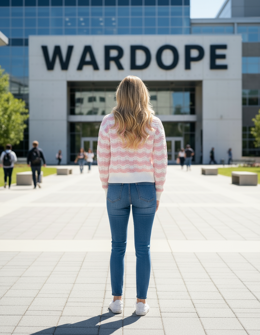 🌸 Women Pink & White Wavy Knit Sweater ( Exclusive Edition )
