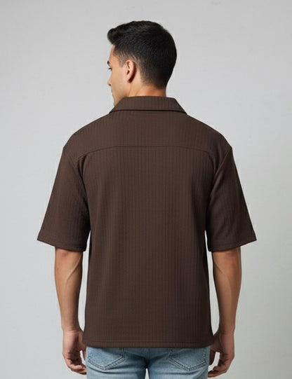 Oversized Half-Zip High Neck Top – Chocolate Brown (Exclusive)