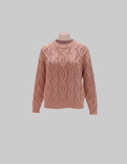 Cozy Cable Knit Woolen Sweater – Blush Pink