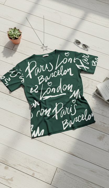 Green Patched T-Shirt for Girls – 100% Cotton