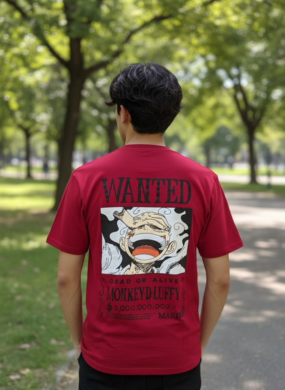 Men’s Maroon “WANTED” Graphic Casual Cotton T-Shirt