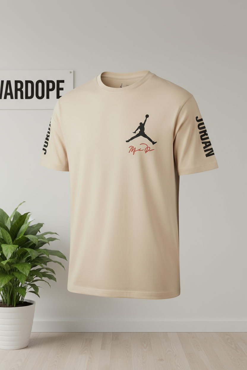 Men’s Beige “Jordan 23” Oversized Basketball Graphic T-Shirt