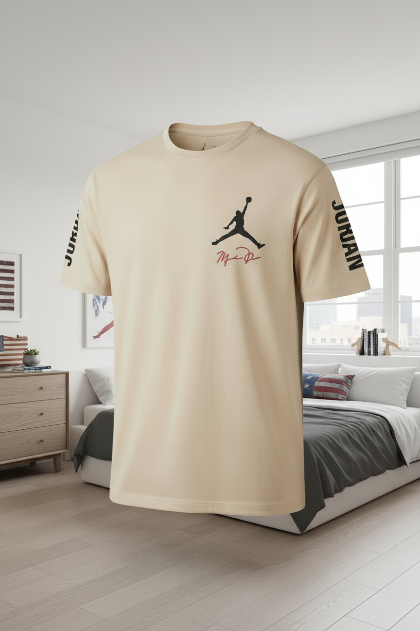 Men’s Beige “Jordan 23” Oversized Basketball Graphic T-Shirt